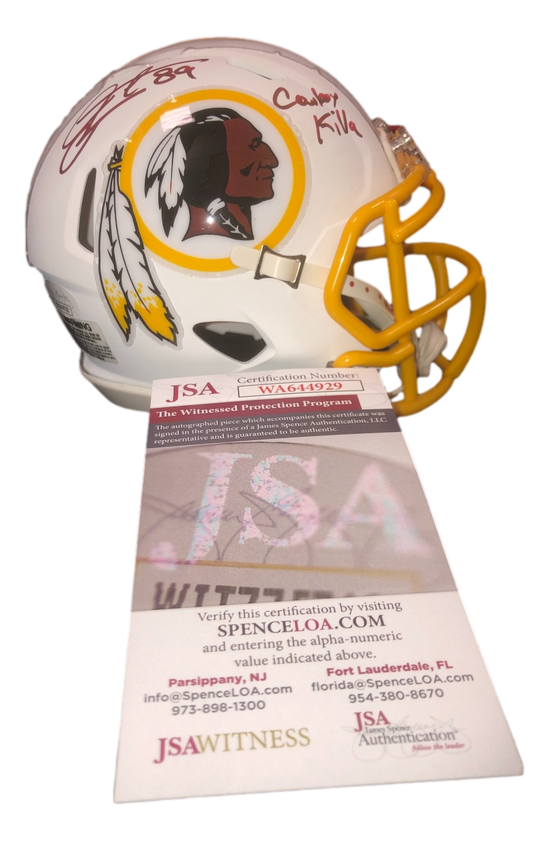 Washington Redskins Santana Moss Signed Autograph Wht Mini Helmet - JSA W COA - 757 Sports Collectibles