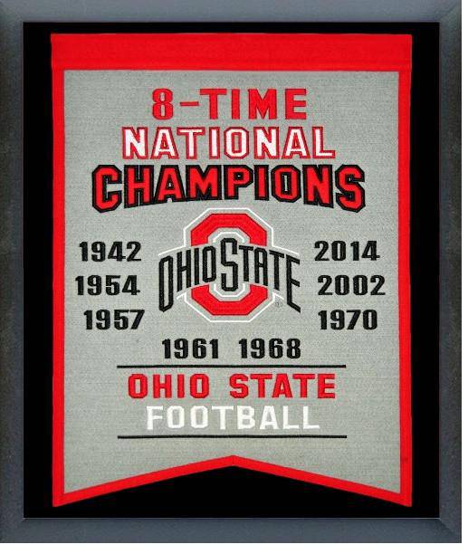 NCAA Ohio State Buckeyes Framed Embroidered Wool National Champion Banner 18x24 - 757 Sports Collectibles