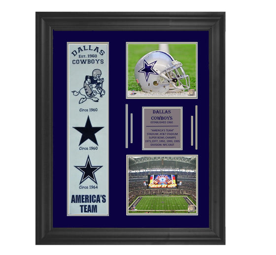 Dallas Cowboys Deluxe Framed Heritage Banner 23x35 - 757 Sports Collectibles