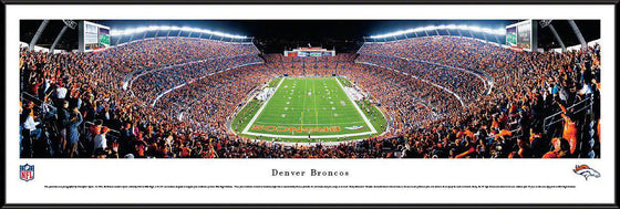 Denver Broncos Panoramic Photo 14"x40" Standard Framed Invesco Field Picture End Zone - 757 Sports Collectibles