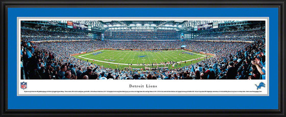 Detroit Lions Panoramic Photo 17"x44" Deluxe Framed Ford Field Picture - 757 Sports Collectibles