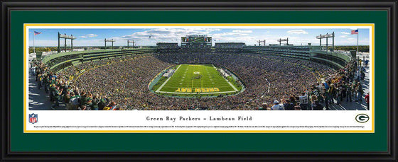 Green Bay Packers Panoramic Photo 17"x44" Deluxe Framed Lambeau Field Picture - 757 Sports Collectibles