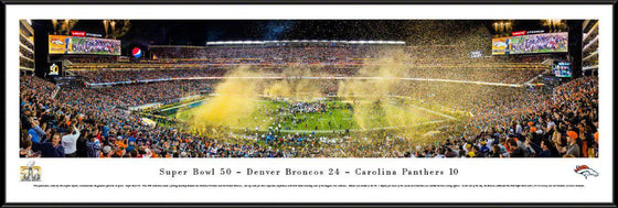 2016 Super Bowl Panoramic Picture Denver Broncos 14" x 40" Standard Framed Super Bowl 50 Panorama Photo - 757 Sports Collectibles