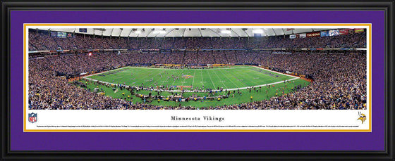 Minnesota Vikings Panoramic Photo 17"x44" Deluxe Framed Metrodome Picture - 50 Yard Line - 757 Sports Collectibles