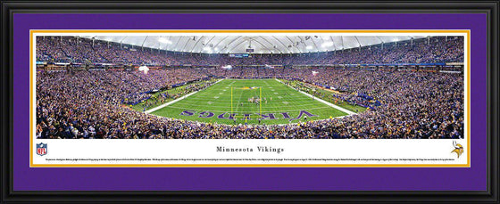 Minnesota Vikings Panoramic Photo 17"x44" Deluxe Framed Metrodome Picture End Zone - 757 Sports Collectibles