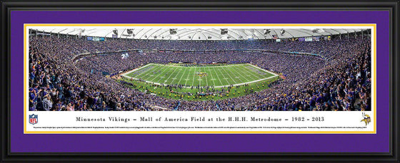 Minnesota Vikings Panoramic Photo 17"x44" Deluxe Framed Last Game at the Metrodome Picture - 757 Sports Collectibles