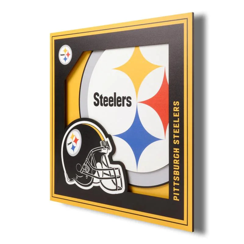 Officially Licensed NFL 3D Logo Series Wall Art - 12" x 12" - Steelers - 757 Sports Collectibles
