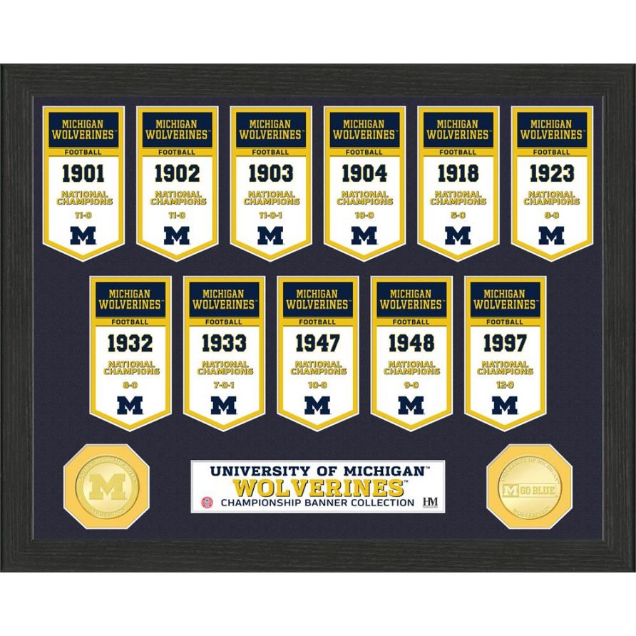 University Of Michigan National Champions Banner Collection Photo Mint - 757 Sports Collectibles