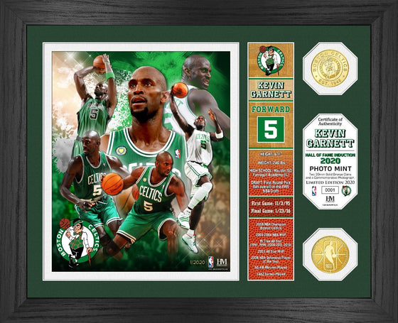 Boston Celtics Kevin Garnett Hall Of Fame Banner Bronze Coin Photo Mint - 757 Sports Collectibles