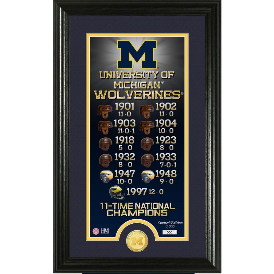 University Of Michigan "Legacy" Bronze Coin Panoramic Photo Mint - 757 Sports Collectibles