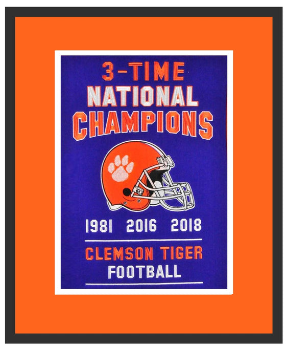 Clemson Tigers 3-Time National Champions Framed Traditions Banner
