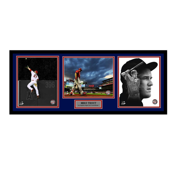 Los Angeles Angels Mike Trout 32x14 3 8x10 Photo Deluxe Framed Collage Piece (Navy)