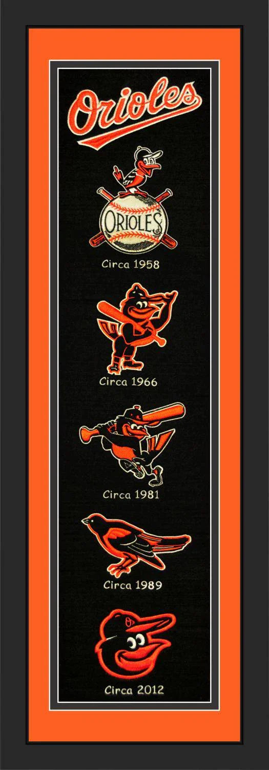 Baltimore Orioles Framed Heritage Banner 12x34 - 757 Sports Collectibles
