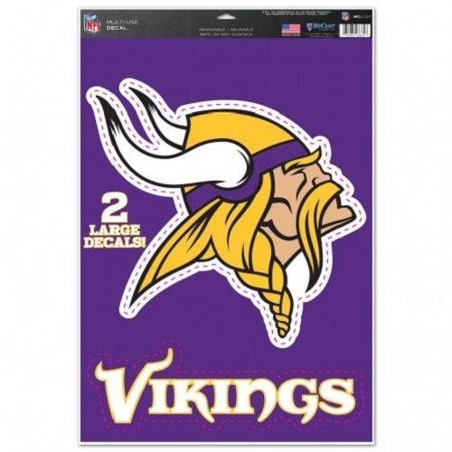 Minnesota Vikings Multi Use Large Decals (2 Pack) Indoor/Outdoor Repositionable - 757 Sports Collectibles