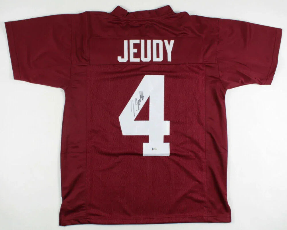 Alabama Crimson Tide Jerry Jeudy Signed Auto Custom Crimson Red Jersey - BAS COA - 757 Sports Collectibles