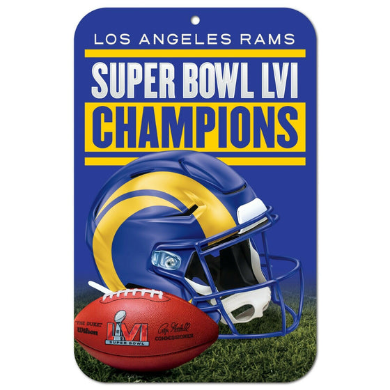 Super Bowl 56 LVI Champions Los Angeles Rams 11x17 Plastic Sign - 757 Sports Collectibles