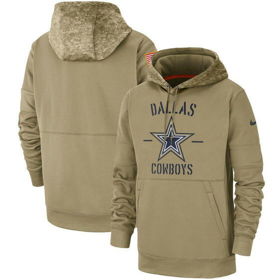 Dallas Cowboys Nike 2019 Salute to Service Sideline Therma Pullover Hoodie - Tan
