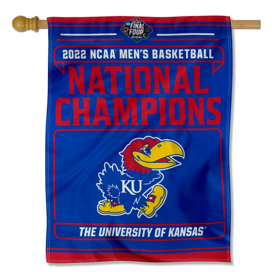Kansas KU Jayhawks 2022 Mens Basketball National Champions House Flag - 757 Sports Collectibles