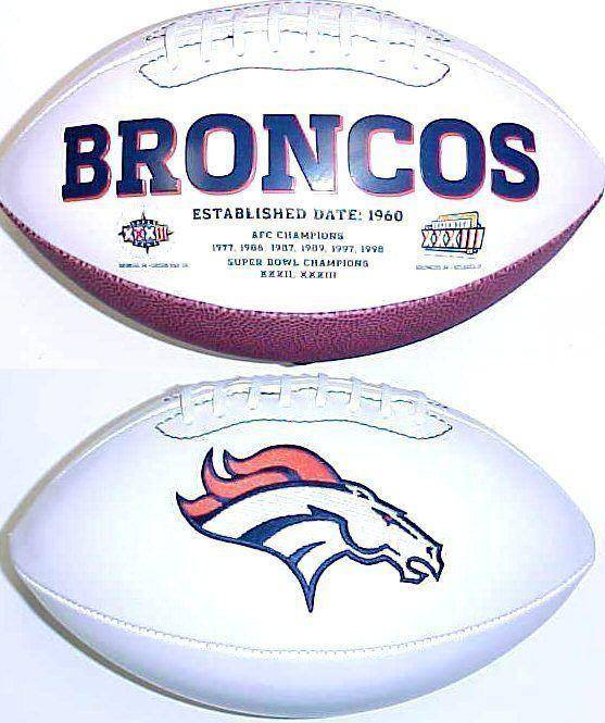 Denver Broncos Embroidered Logo White Signature Series Football - 757 Sports Collectibles