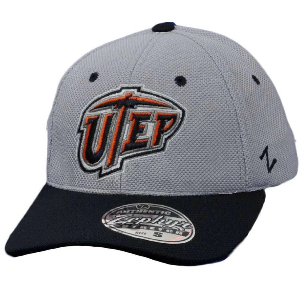NCAA Zephyr UTep Texas El Paso Miners Flex Fit Youth Kids Hat Cap Gray Stretch