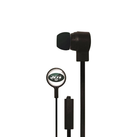 New York Jets Big Logo Earbud Headphones with Microphone - 757 Sports Collectibles