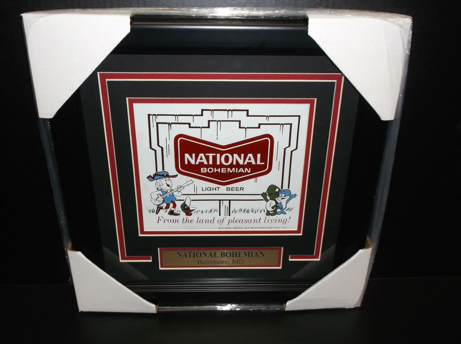 NATIONAL BOHEMIAN NATTY BOH FRAMED VINTAGE DECAL ORIGINAL BALTIMORE MD