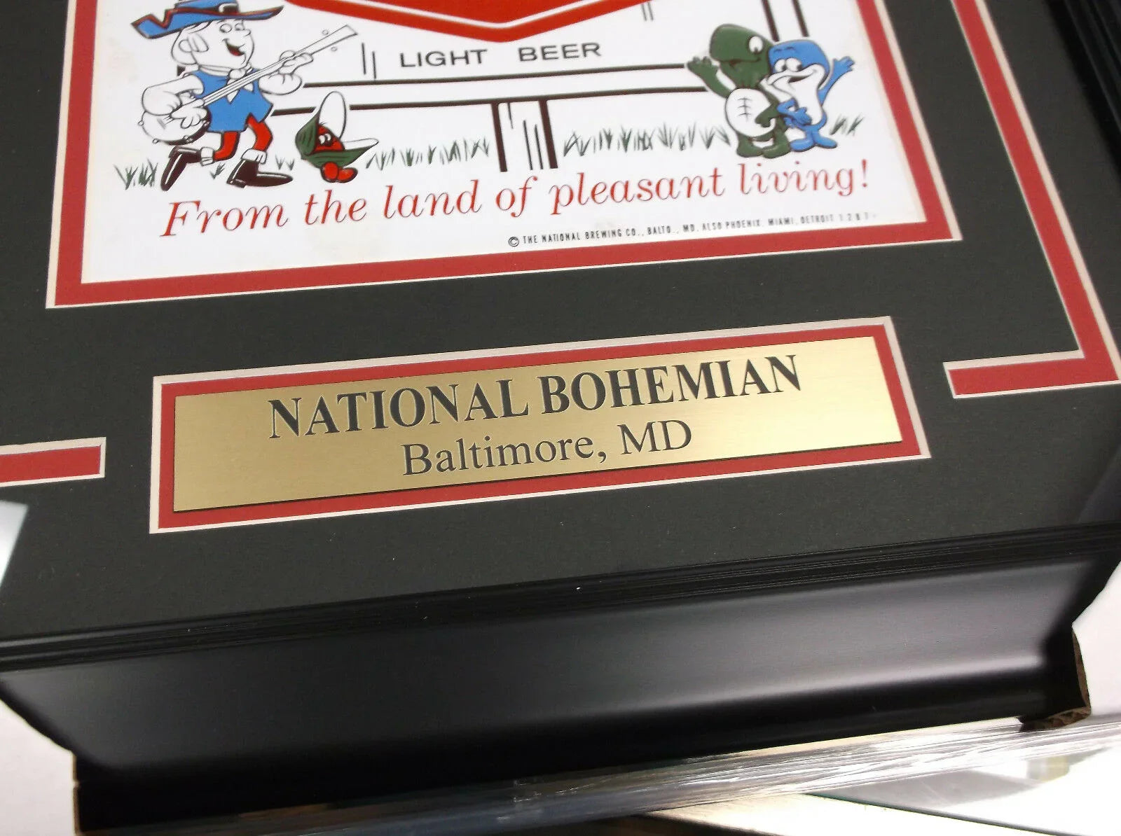 NATIONAL BOHEMIAN NATTY BOH FRAMED VINTAGE DECAL ORIGINAL BALTIMORE MD