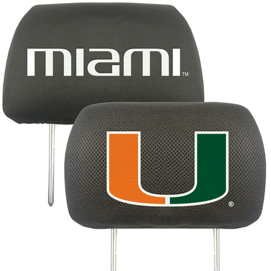 NCAA Miami Hurricanes 2-Piece Embroidered Headrest - 757 Sports Collectibles