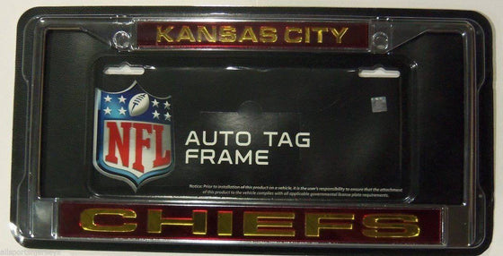 NFL Kansas City Chiefs Laser-Cut Chrome License Plate Frame - 757 Sports Collectibles