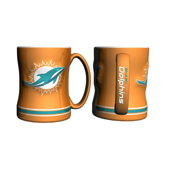 Boelter Brands NFL 14oz Ceramic Relief Sculpted Mug(1) PICK YOUR TEAM (Miami Dolphins)