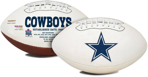 Dallas Cowboys Embroidered Logo White Signature Series Football - 757 Sports Collectibles
