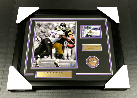 TERRELL SUGGS BALTIMORE RAVENS SIGNED AUTOGRAPHED CARD FRAMED 8X10 PHOTO - 757 Sports Collectibles