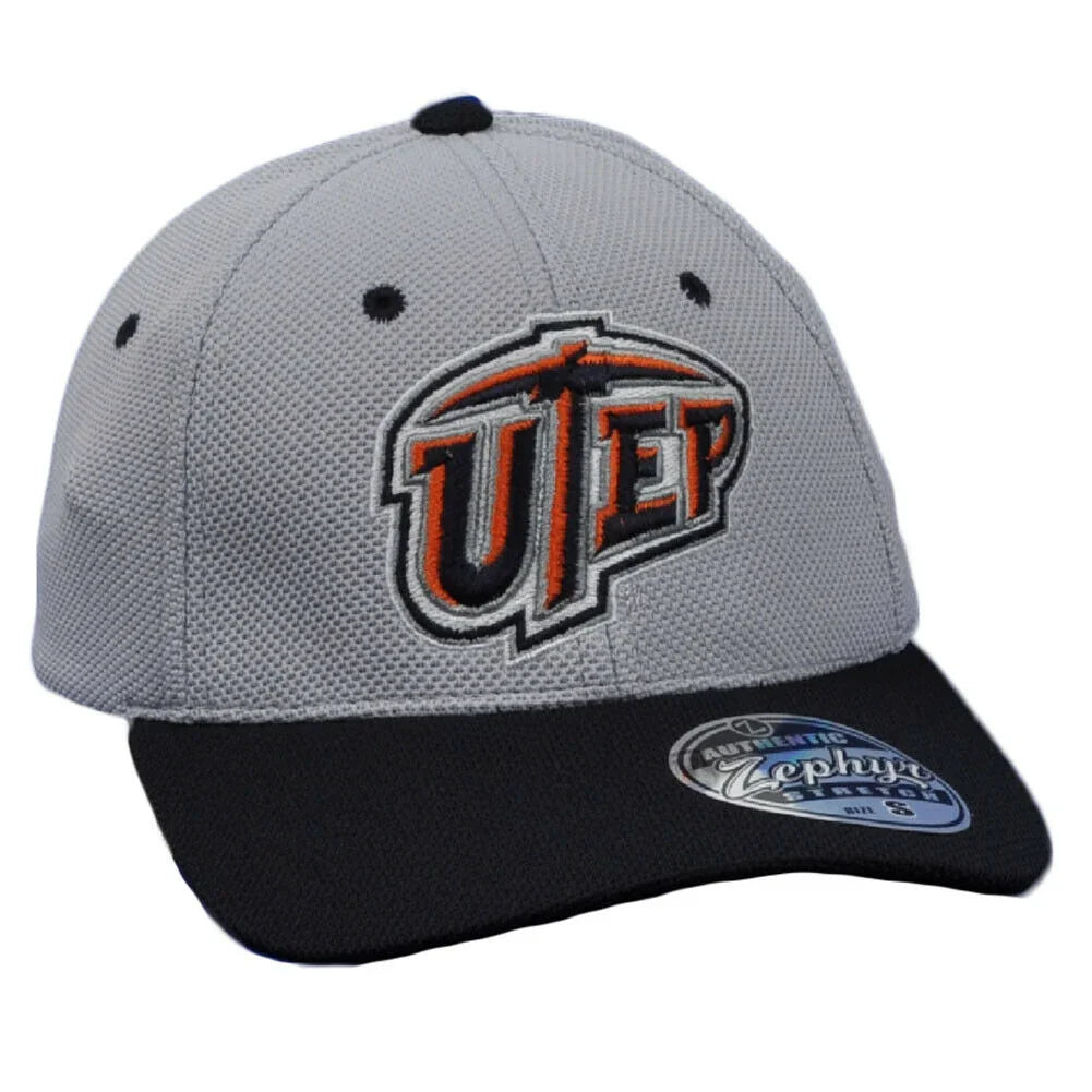 NCAA Zephyr UTep Texas El Paso Miners Flex Fit Small Hat Cap Gray Stretch