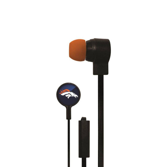 Denver Broncos Big Logo Earbud Headphones with Microphone - 757 Sports Collectibles