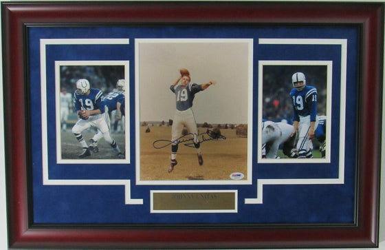 Johnny Unitas Baltimore Colts Signed Autograph 8x10 Photo Collage Framed PSA/DNA COA - 757 Sports Collectibles