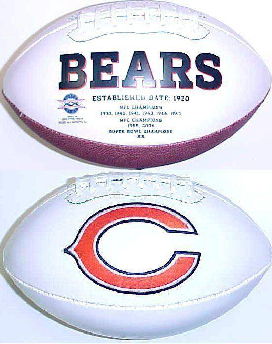 Chicago Bears Embroidered Logo White Signature Series Football - 757 Sports Collectibles
