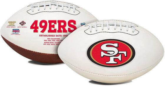 San Francisco 49ers Embroidered Logo White Signature Series Football - 757 Sports Collectibles