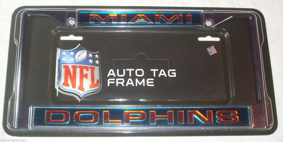NFL Miami Dolphins Laser-Cut Chrome License Plate Frame - 757 Sports Collectibles