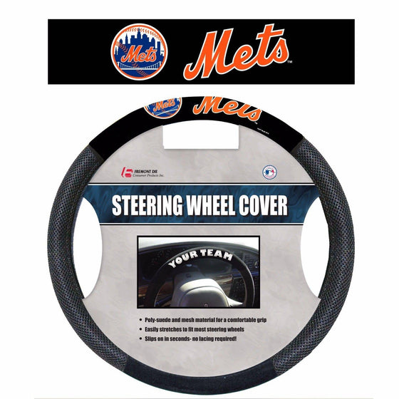 MLB New York Mets Poly-Suede Universal Steering Wheel Cover - 757 Sports Collectibles