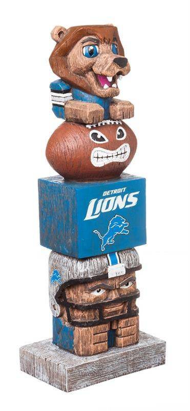 Detroit Lions Tiki Totem Pole Mascot Figurine Statues - 757 Sports Collectibles