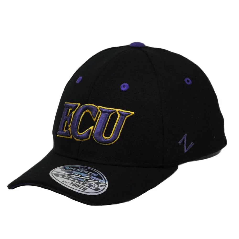 NCAA Zephyr East Carolina Pirates ECU Flex Fit Youth Kids Hat Black Cap Stretch