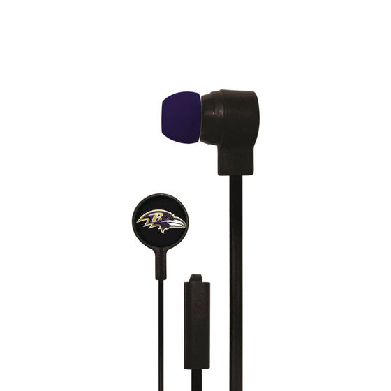 Baltimore Ravens Big Logo Earbud Headphones with Microphone - 757 Sports Collectibles