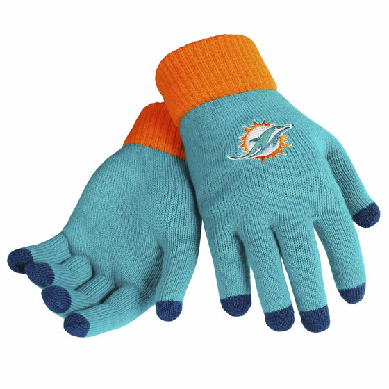 Forever Collectibles - NFL - Solid Stretch Knit Texting Gloves - Pick Your Team (Miami Dolphins)