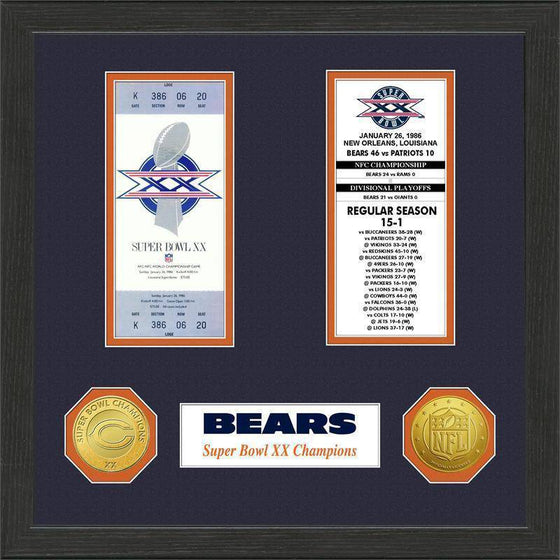 NFL Chicago Bears Super Bowl XX Ticket & Coin Collection - 757 Sports Collectibles