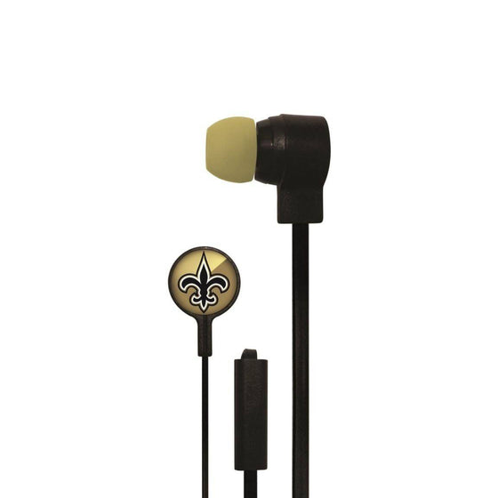 New Orleans Saints Big Logo Earbud Headphones with Microphone - 757 Sports Collectibles