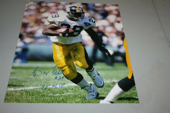 BARRY FOSTER #29 SIGNED PITTSBURGH STEELERS 16X20 PHOTO 1992 MVP AWAY POSE