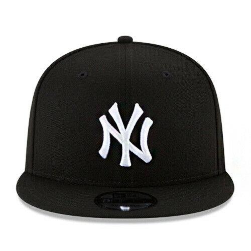 New Era New York Yankees Snapback Hat MLB Official Basic Black White Logo Cap - 757 Sports Collectibles