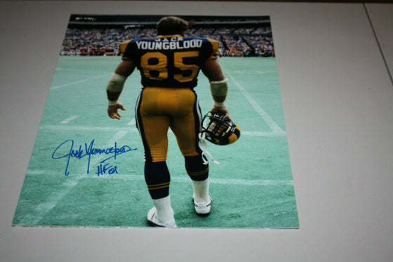 LOS ANGELES RAMS JACK YOUNGBLOOD #85 SIGNED 16X20 PHOTO HOF 2001 RARE POSE