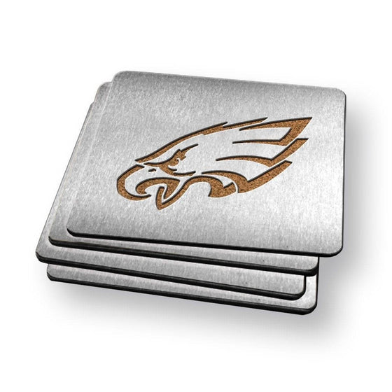 Philadelphia Eagles Boaster Set of 4 Stainless Steel Cork Backed Coasters - 757 Sports Collectibles