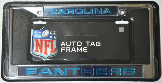 NFL Carolina Panthers Laser-Cut Chrome License Plate Frame - 757 Sports Collectibles